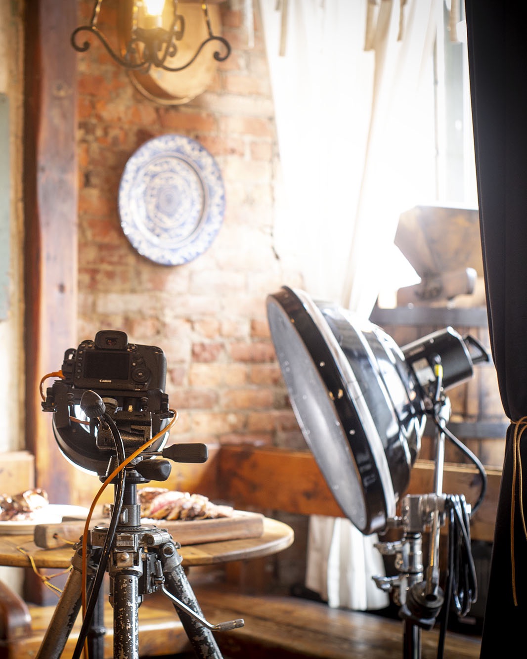 Behind the scenes photography of food being photographed at the Ittalian restaurant Convivium Osteria in Brooklyn.