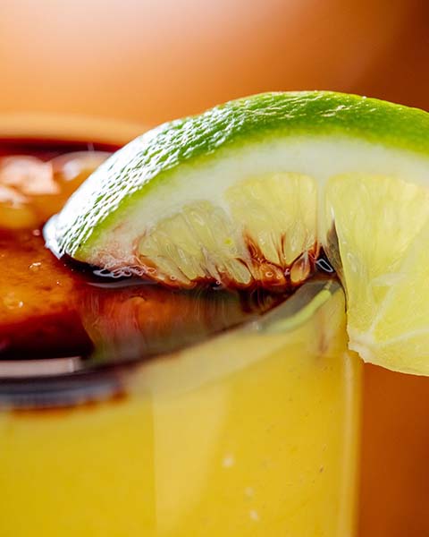 Closeup detail of a lime on an Ethiopian drink.