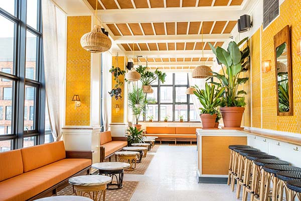 An interior of the bar Lemons in the Wythe Hotel.